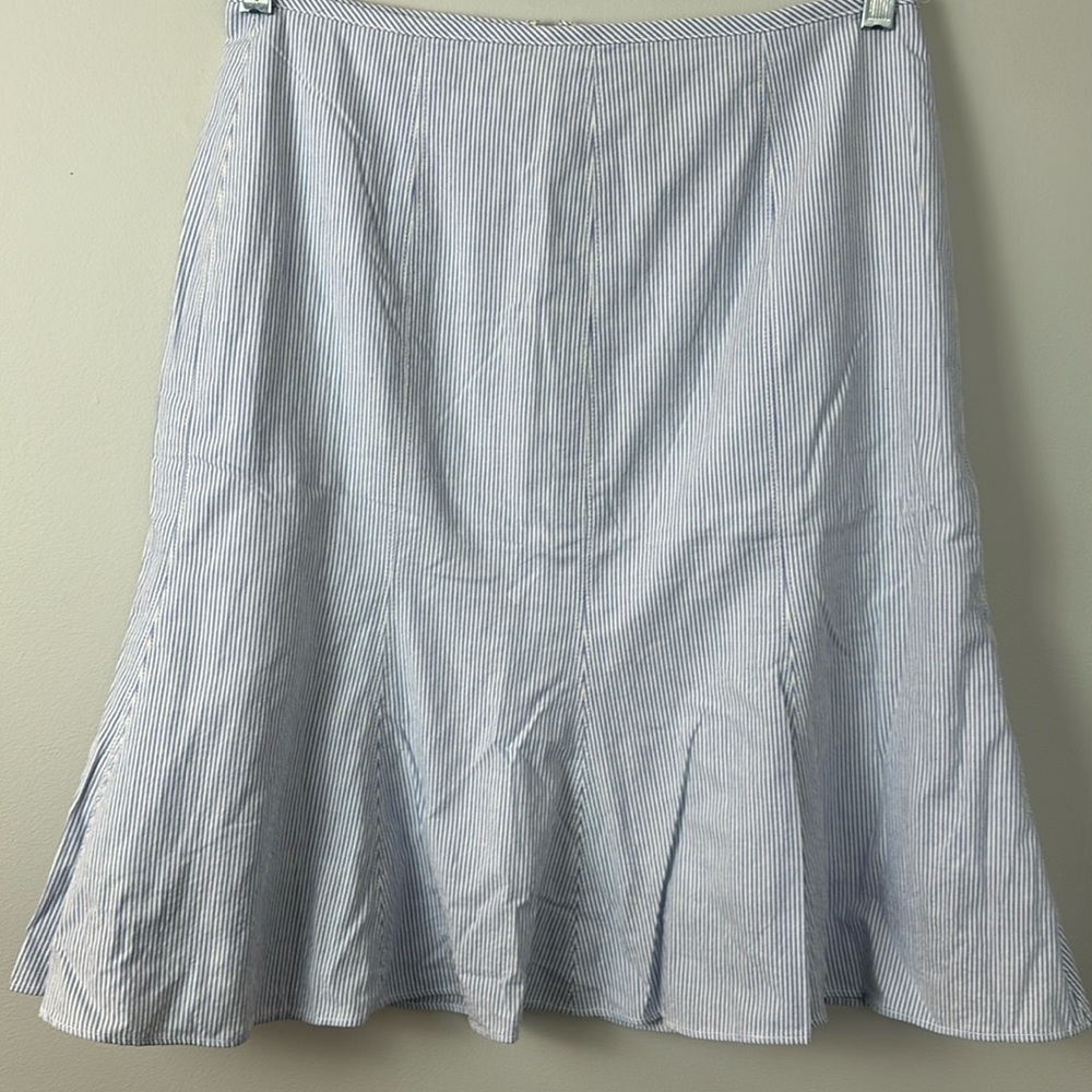 Ralph Lauren Light Blue and White Banker Stripe Skirt SIZE 8